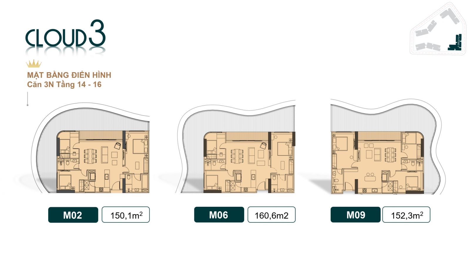 THIẾT KẾ CĂN HỘ 03 PHÒNG NGỦ TÒA CLOUD 3 - ROYAL MANSION