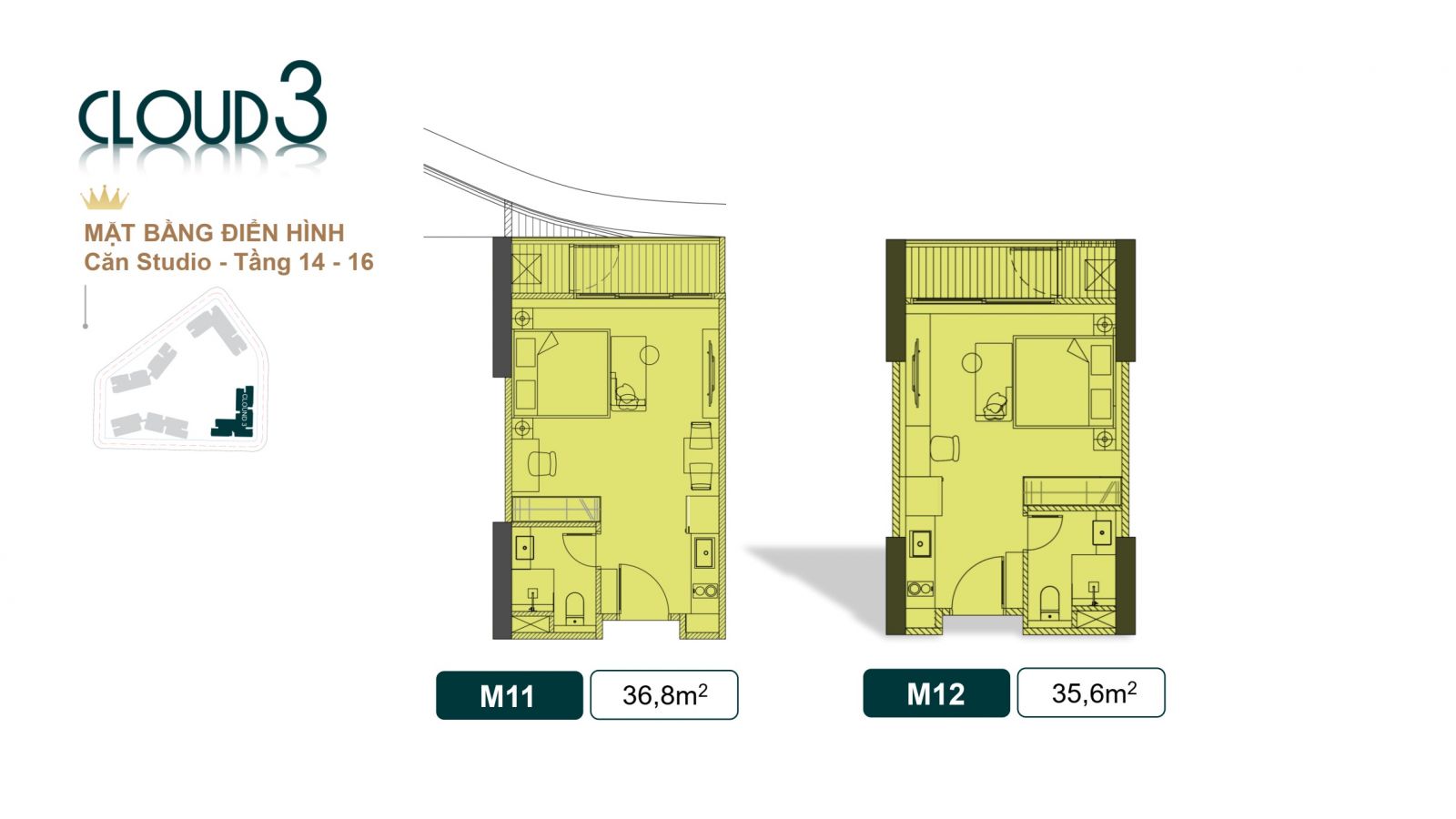 THIẾT KẾ CĂN HỘ STUDIO TÒA CLOUD 3 ROYAL MANSION