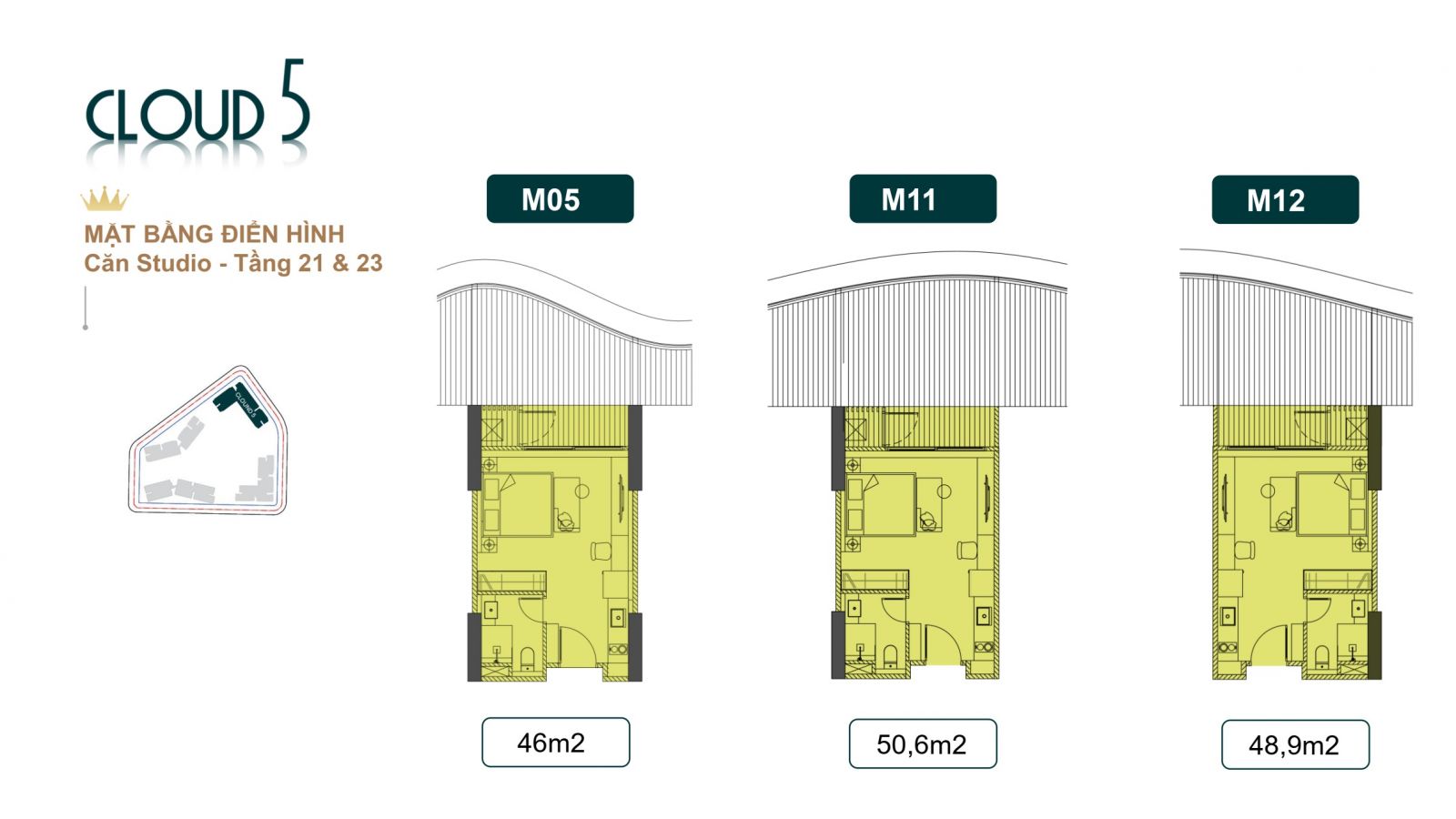 THIẾT KẾ CĂN HỘ STUDIO TÒA CLOUD 5 ROYAL MANSION